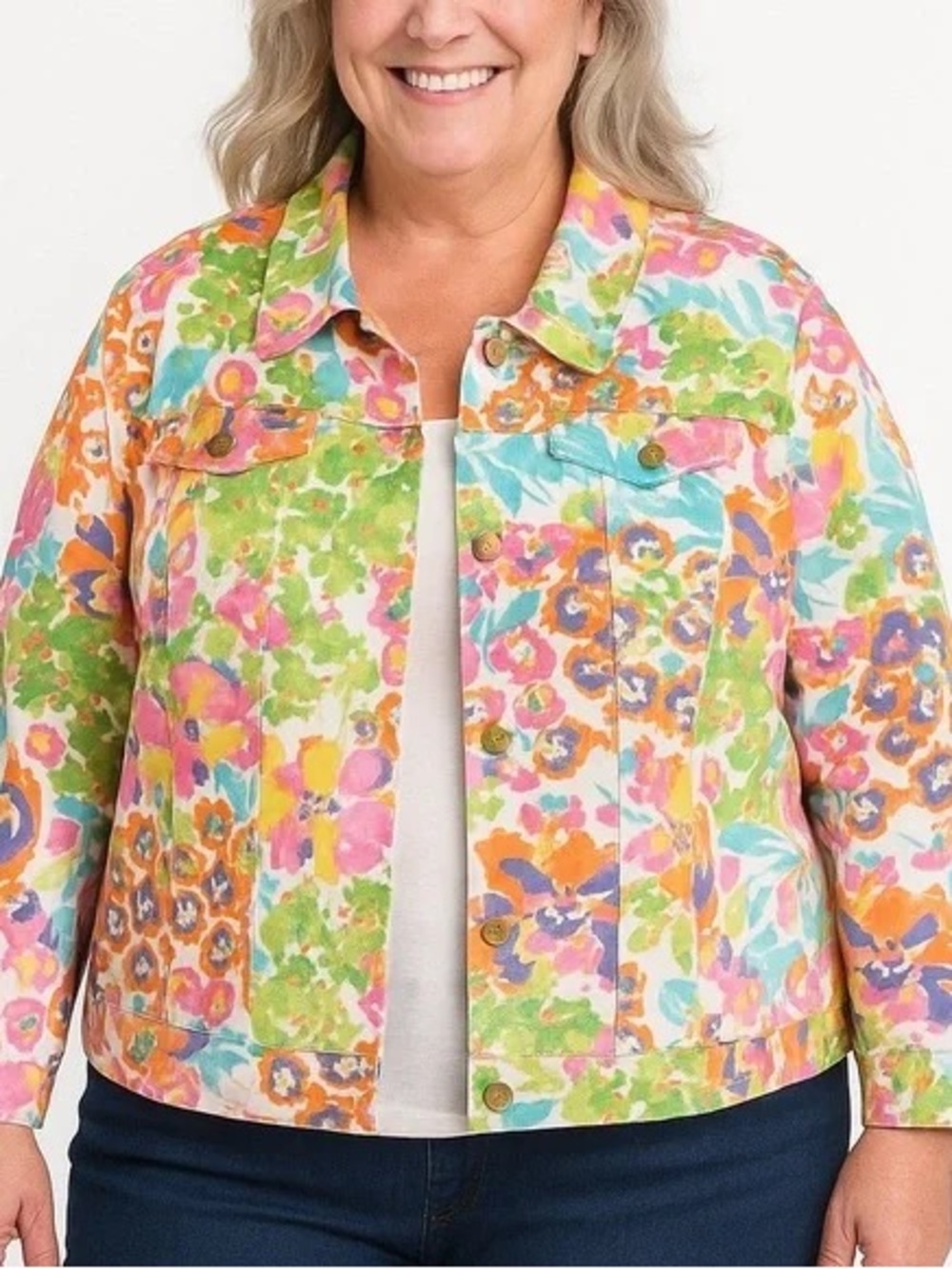 Lauren Ralph Lauren floral denim jacket plus size 3X